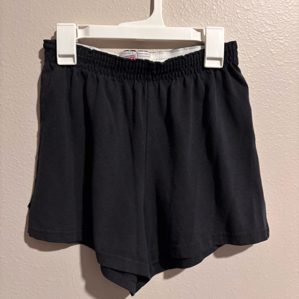 Black Women's Elastic Waist Shorts SOFFE Size S notched side seam